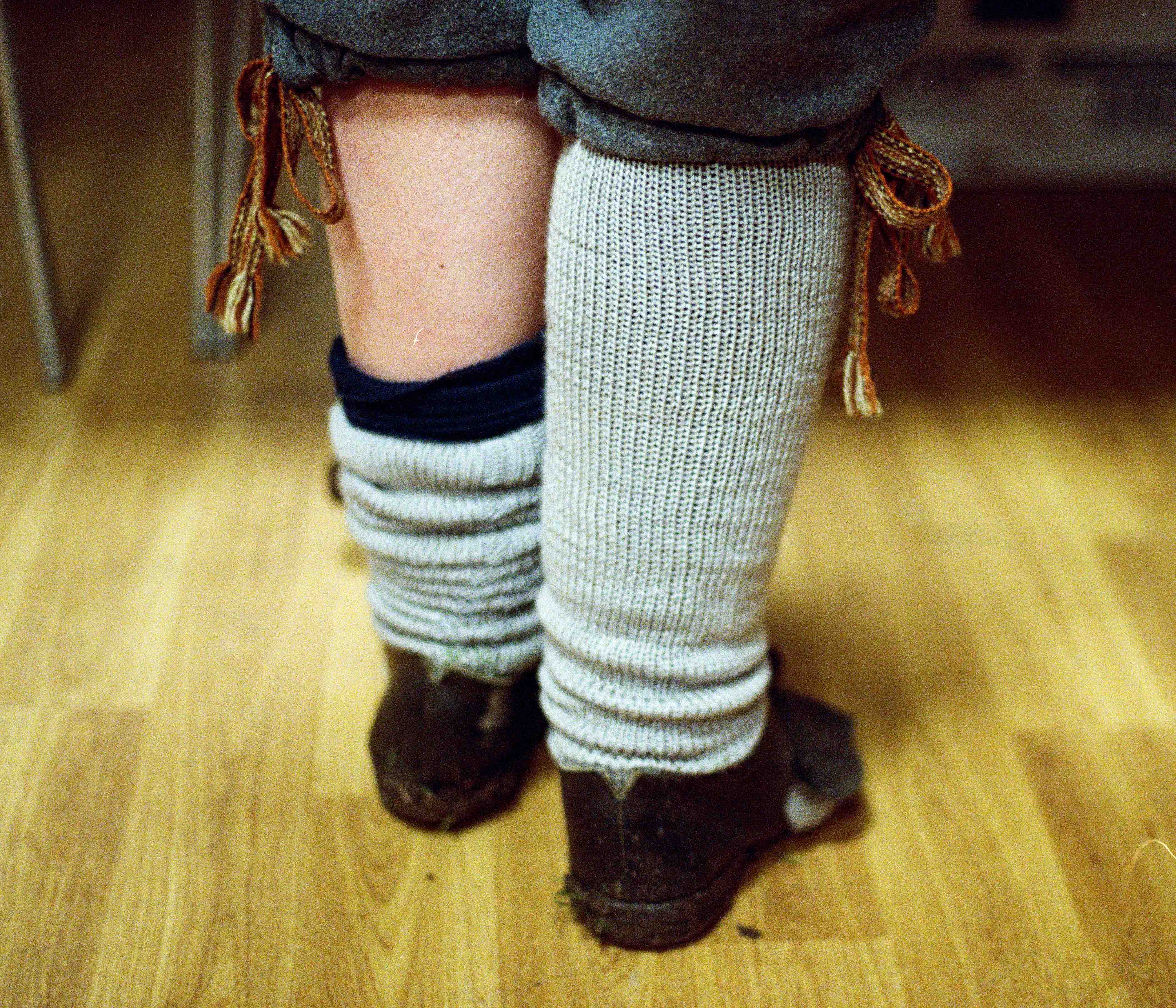 Reenactors legs from behind