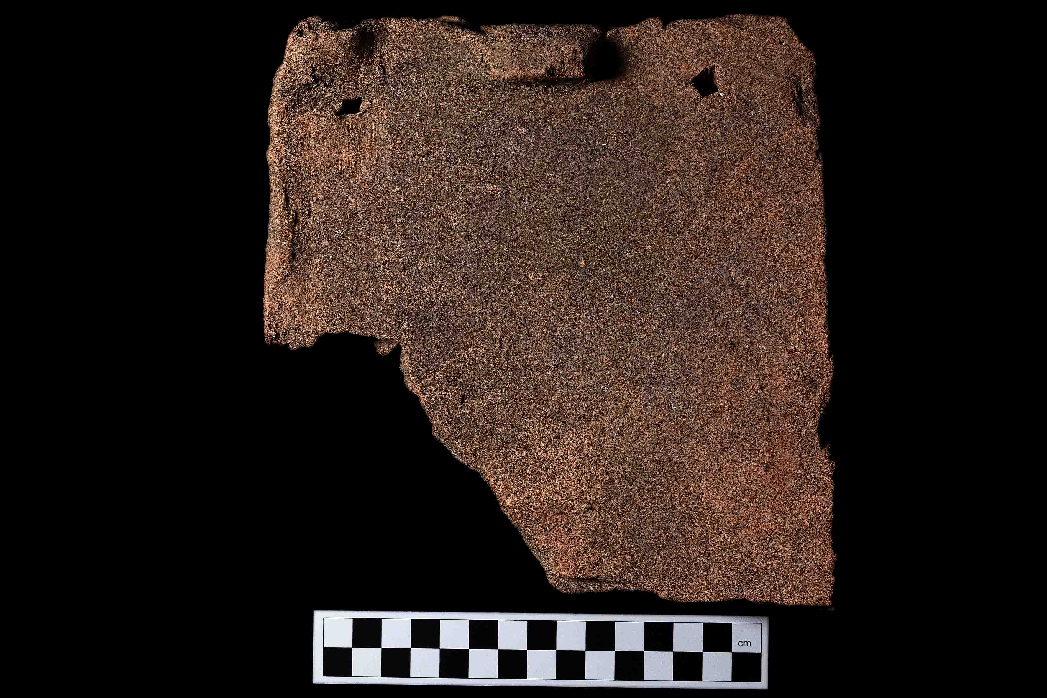 Medieval clay roof tile, reverse