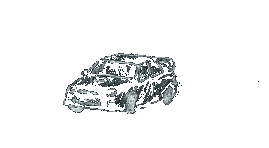 Hand drawn animation of a Subaru Impreza crashing