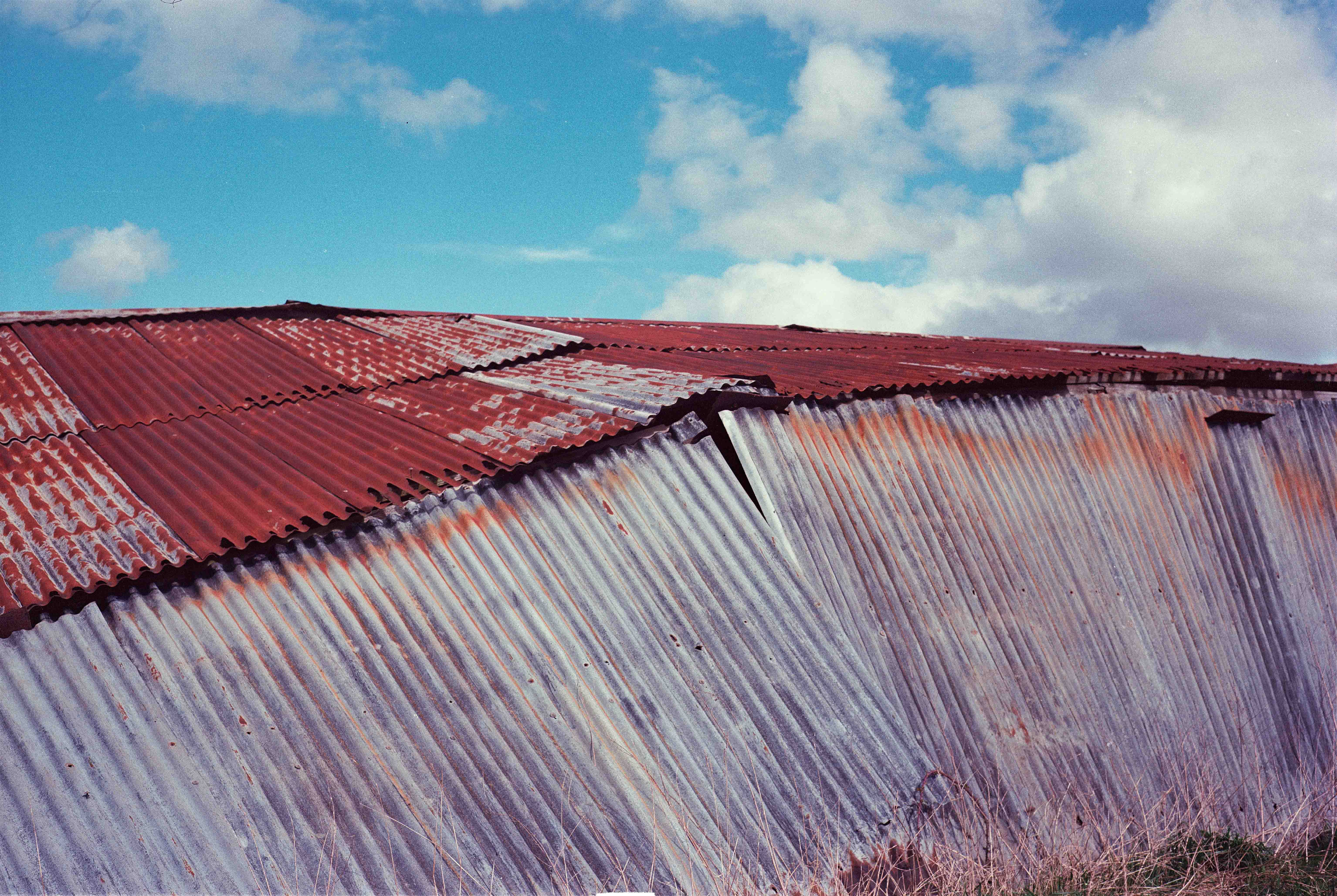 rusting collapsed barn