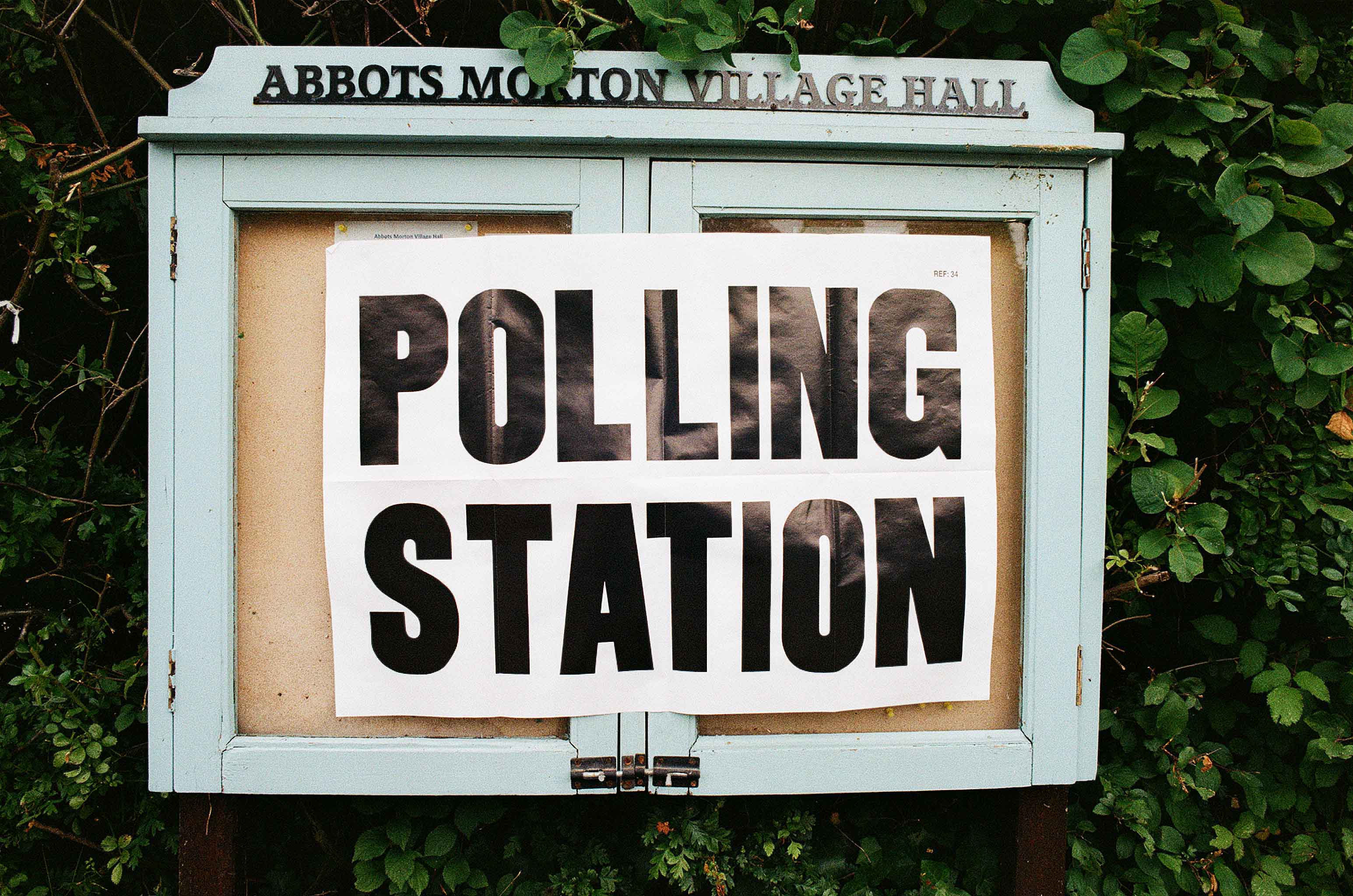 sign for a rural polling station